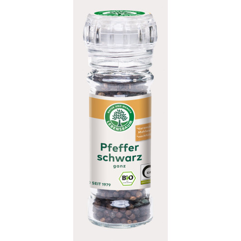 Pfeffer schwarz,ganz,Glasmühle von Lebensbaum | Bio, vega...
