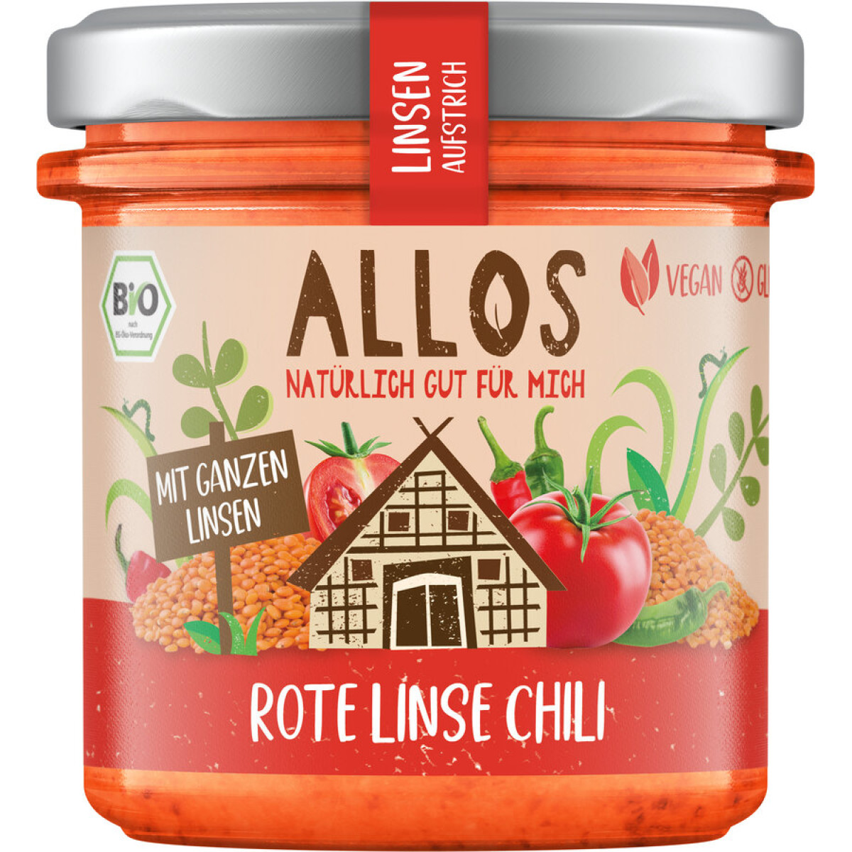 Linsen-Aufstrich Rote Linse Chili von Allos | Bio, vegan...