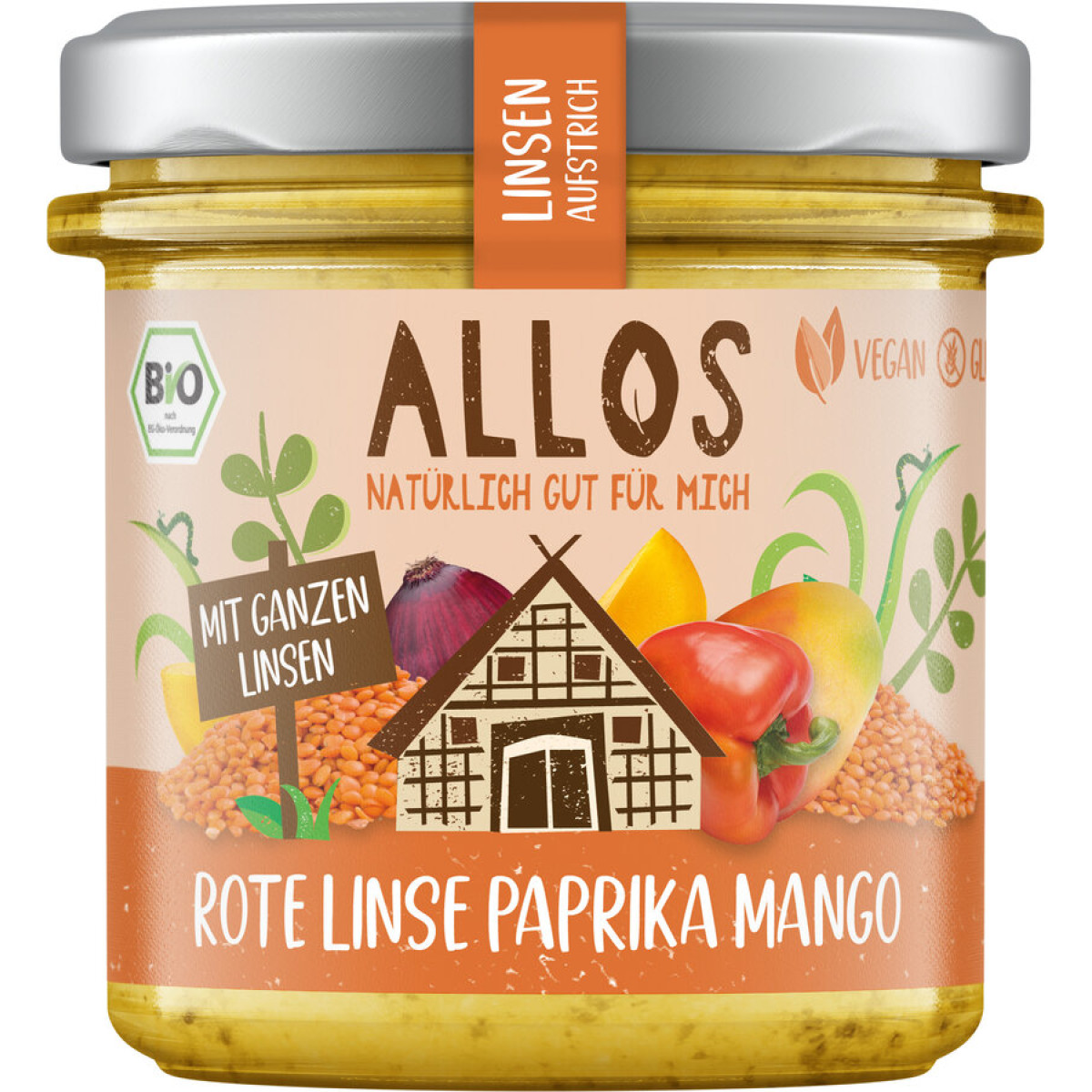Linsen Aufstrich Rote Linse Paprika von Allos | Bio, vega...