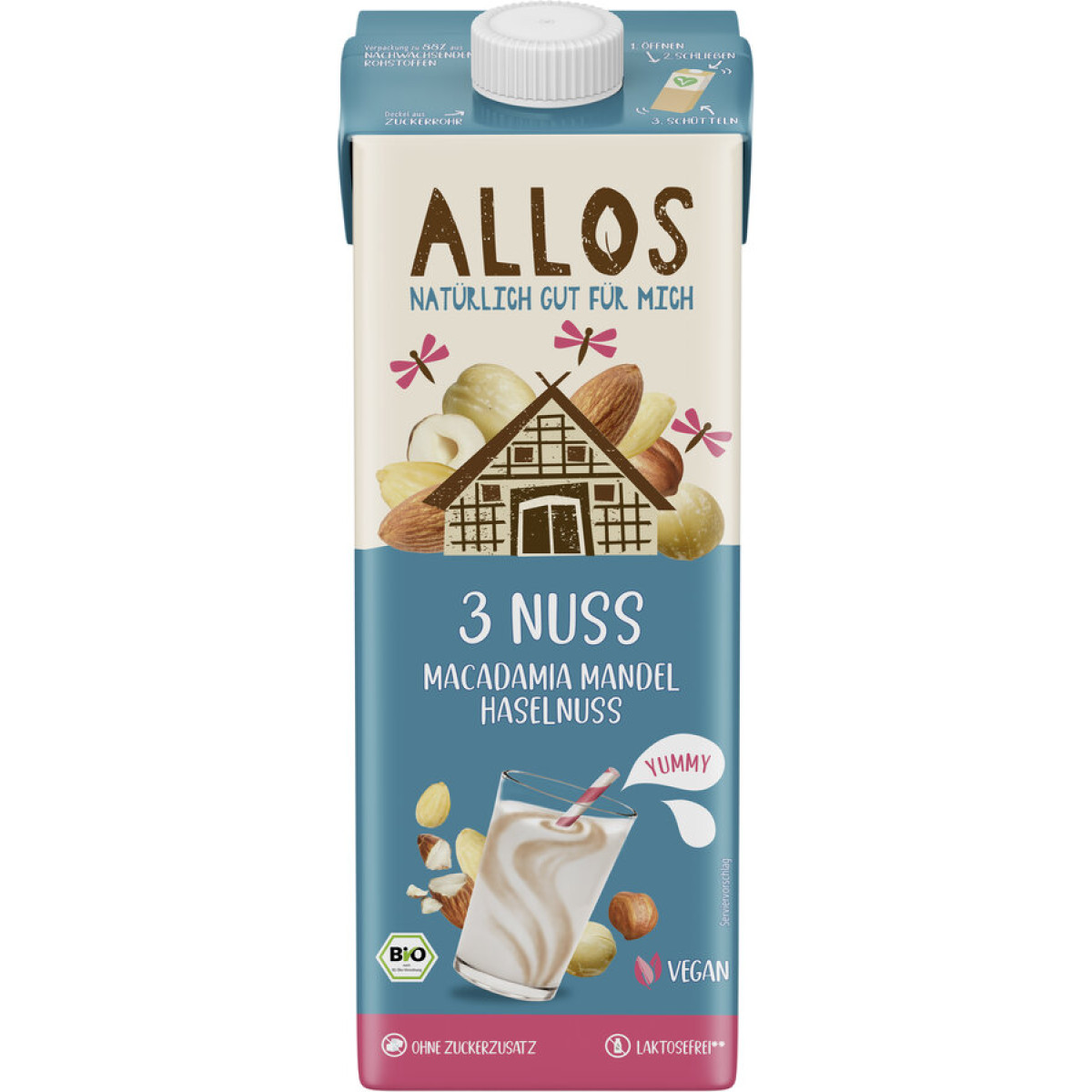 3 Nuss Macad. Mandel Haseln. Drink von Allos | Bio, vegan...