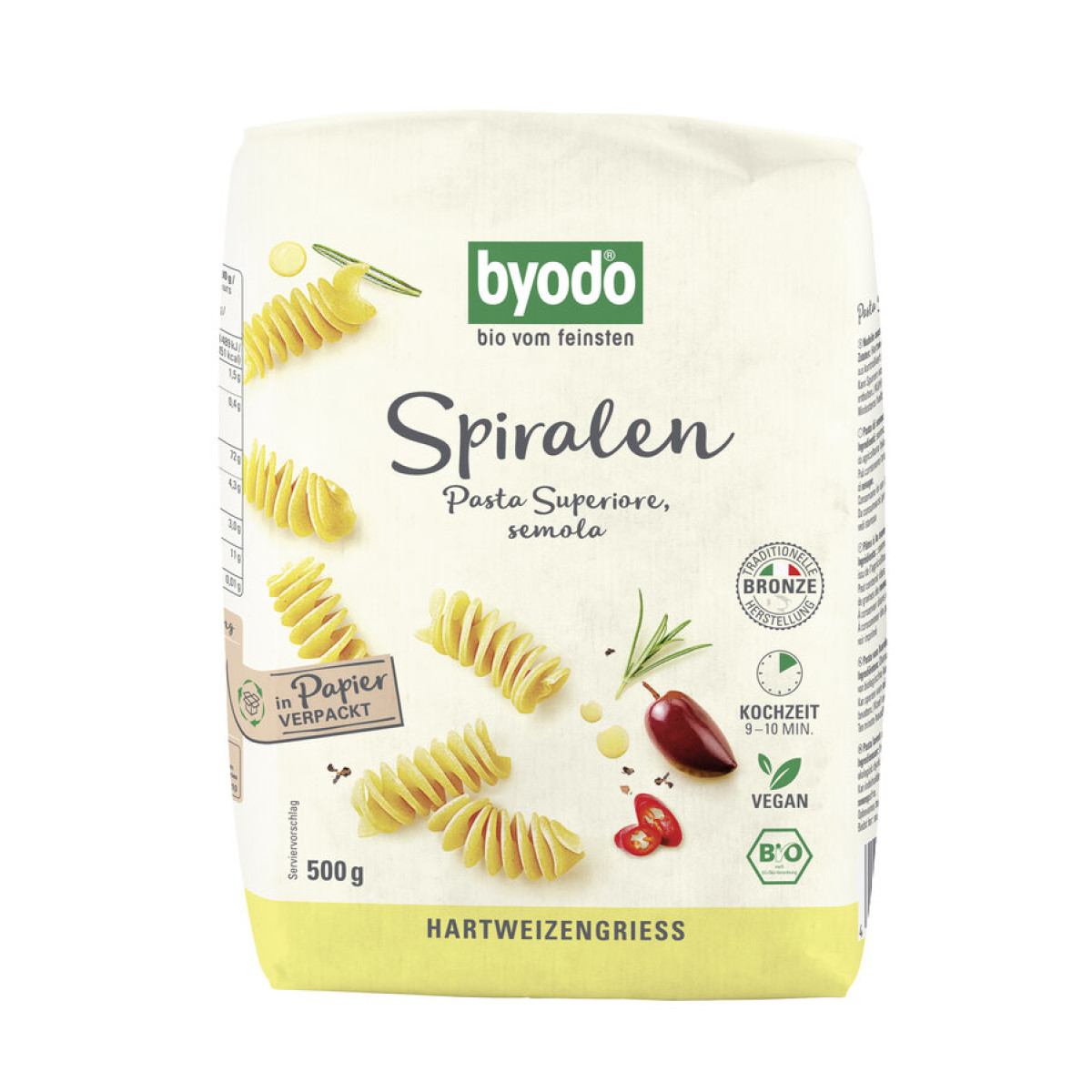 Spiralen, semola von Byodo | Bio, vegan, laktosefrei | Te...