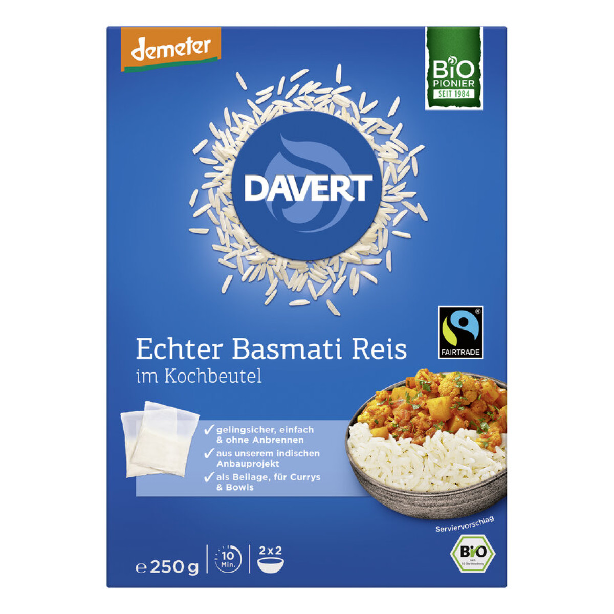 Demeter Basmatireis im Kochbeutel von Davert | Bio, vegan...