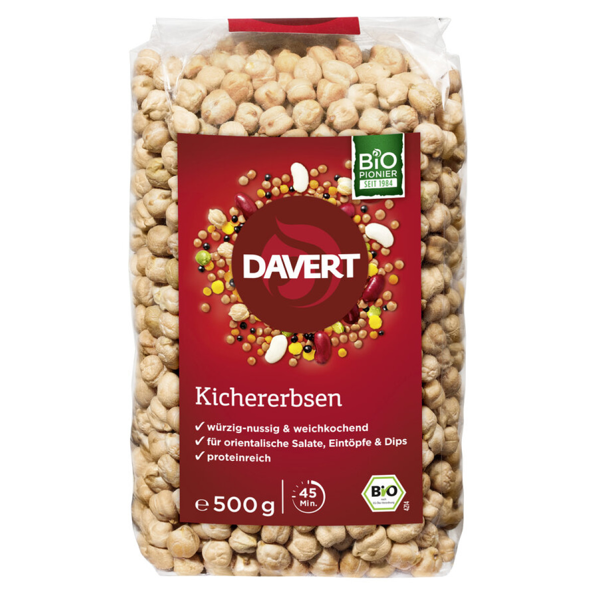 Kichererbsen von Davert | Bio, vegan, laktosefrei | Hülse...
