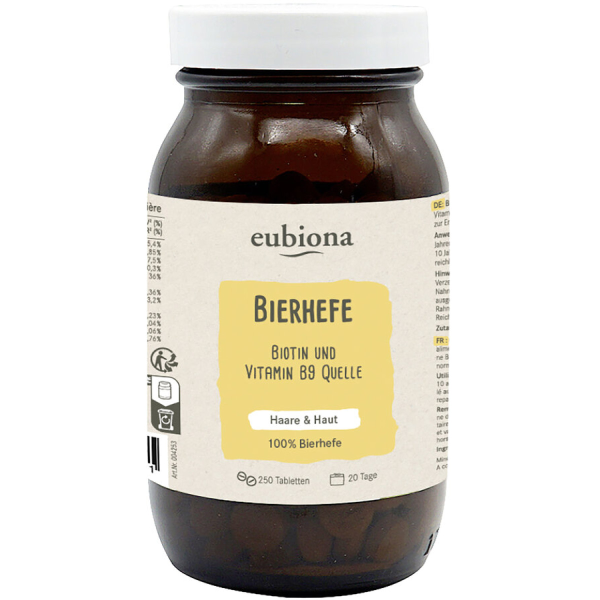 Bierhefe-Tabletten von Eubiona | vegan | Nahrungsergänzun...