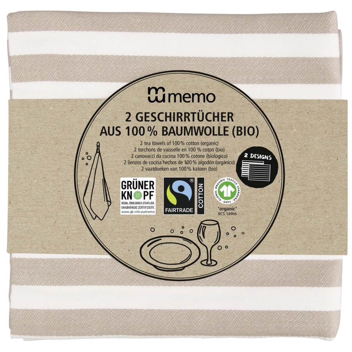 Geschirrtücher BioBaumwolle Memo von Memo | Haushaltsarti...