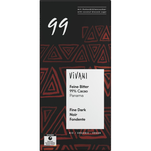 Feine Bitter Schokolade 99 % Cacao von Vivani | Bio, vega...