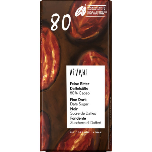 Feine Bitter Dattelsüße 80% Cacao von Vivani | Bio, vegan...