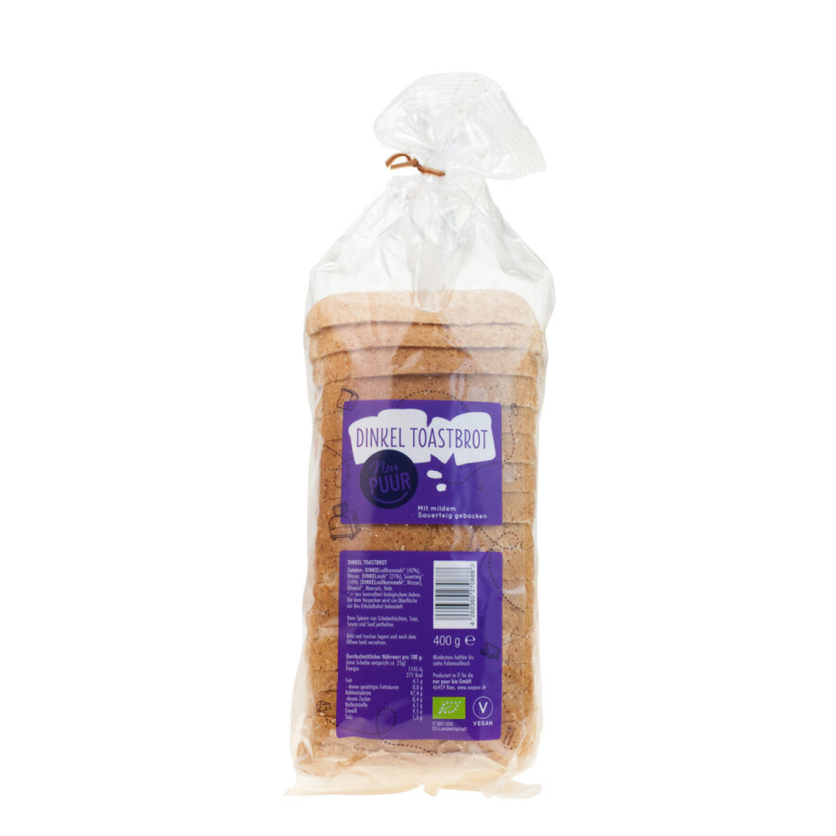 Dinkel Toastbrot NurPUUR von Nur PUUR | Bio, vegan | Knäc...
