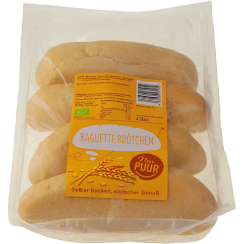 Baguette Brötchen, 4 Stück von Nur PUUR | Bio, vegan | Au...