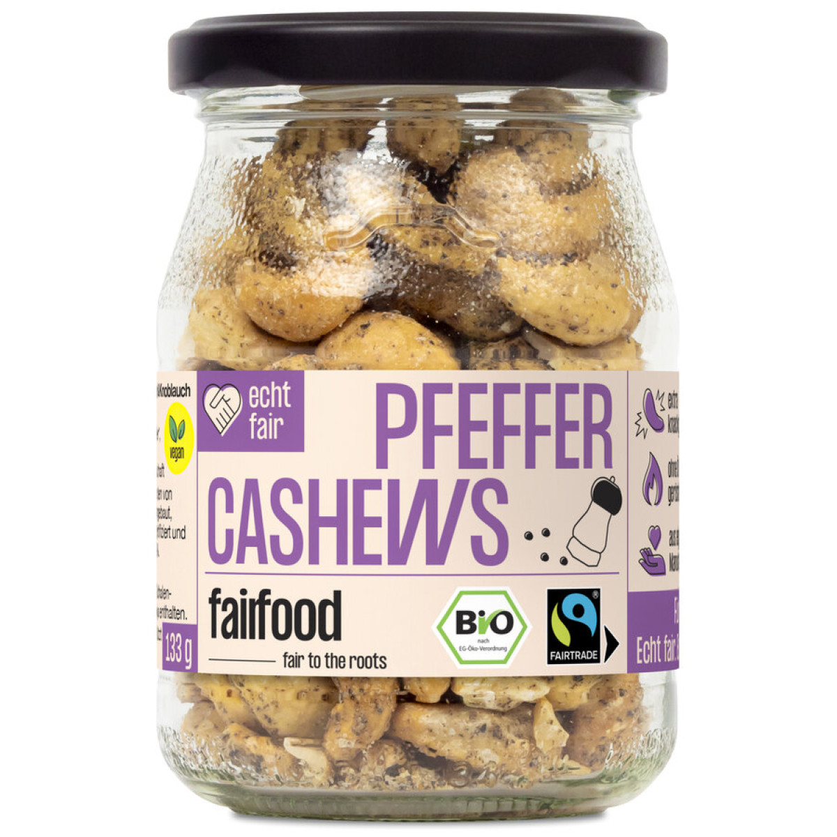 Cashewkerne Pfeffer&Knoblauch fairf von fairfood | Bio, v...