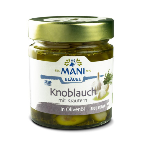 Knoblauch in Olivenöl Kräuter Mani von Mani | Bio | Antip...