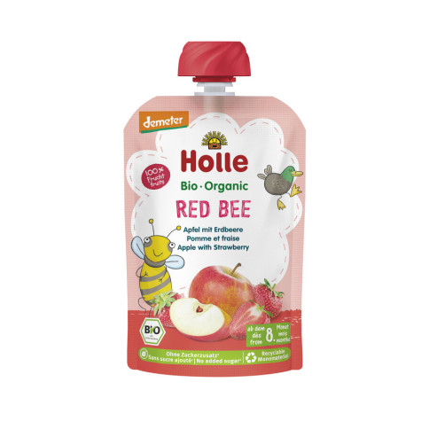 Red Bee Pouchy Apfelmus+Erdbeere von Holle | Bio, vegan...