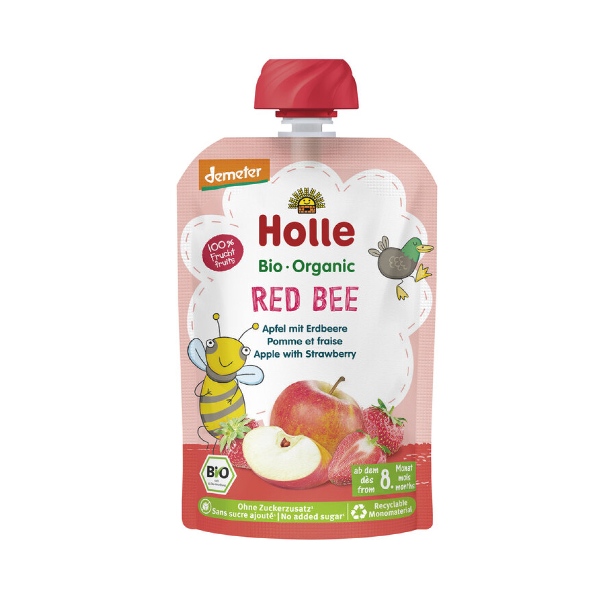 Red Bee Pouchy Apfelmus+Erdbeere von Holle | Bio, vegan...