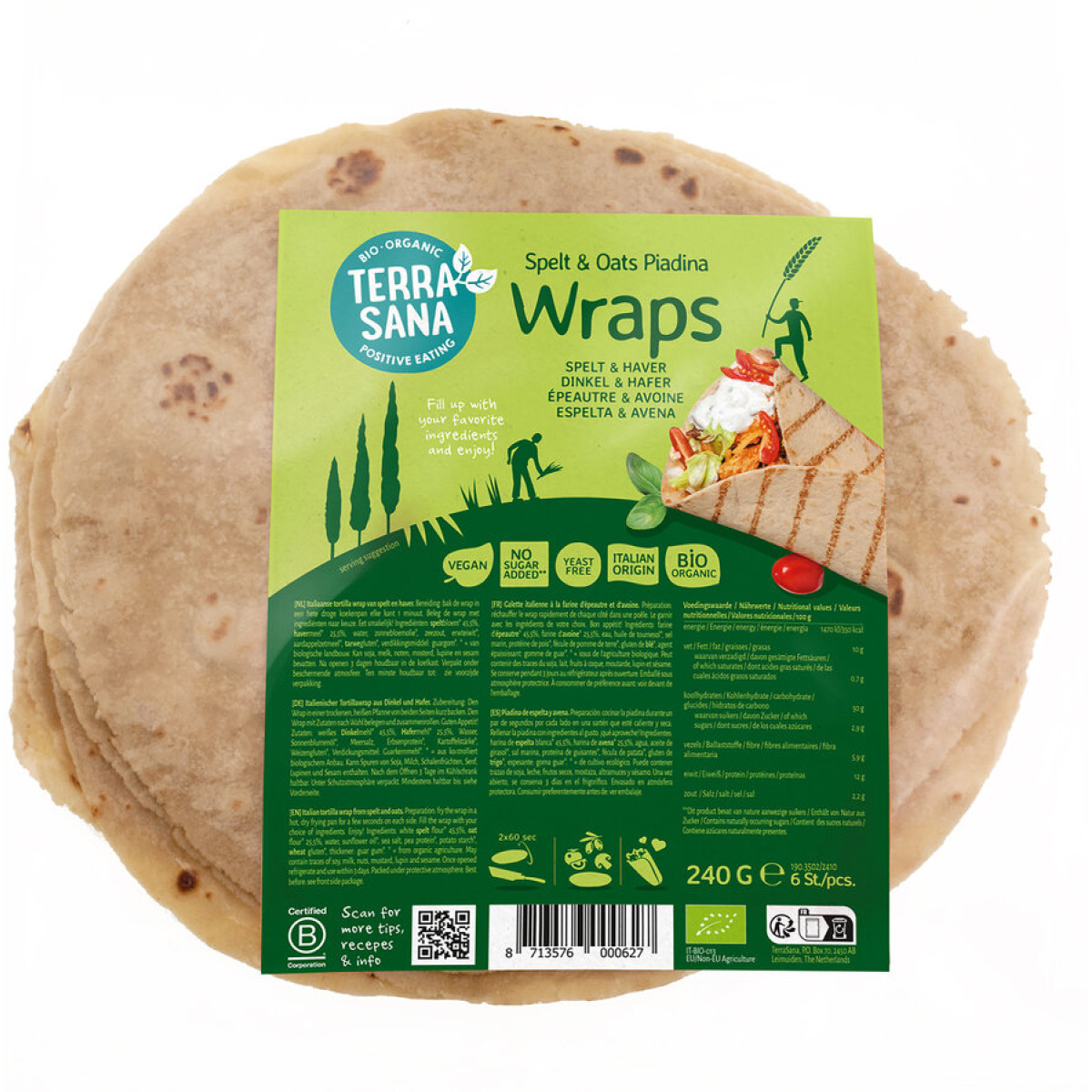 Wrap Piadina Dinkelmehl und Hafer von Terrasana | Bio, ve...
