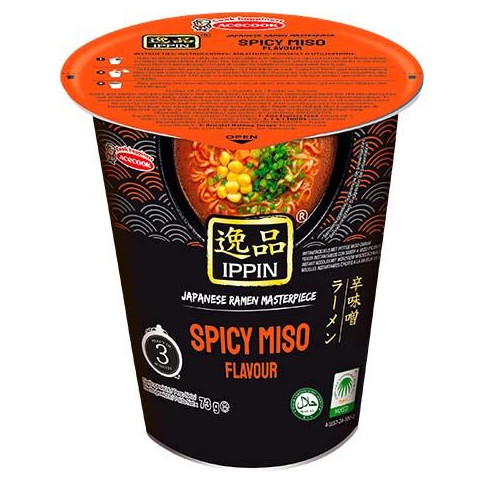 ACECOOK Instantnudeln Spicy Miso Ippin Becher 73 g
