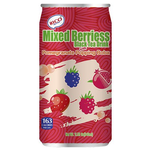 RICO Schwarztee Getränk mit Beeren & Boba 340 ml
