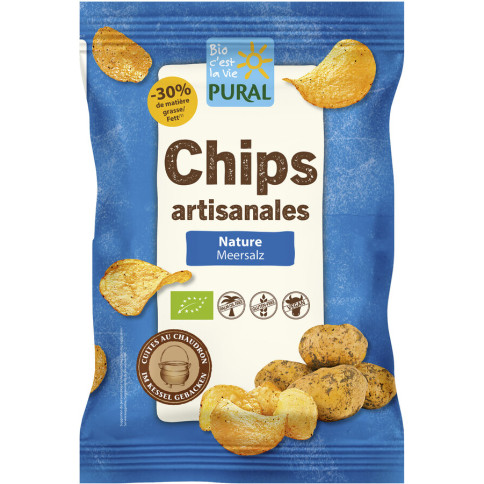 Chips Kartoffel Meersalz -30% Fett von Pural | Bio, vegan...