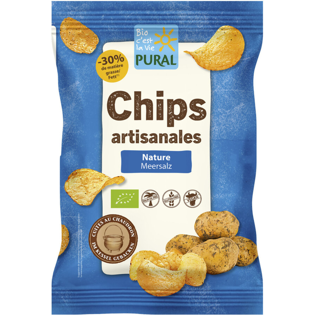 Chips Kartoffel Meersalz -30% Fett von Pural | Bio, vegan...