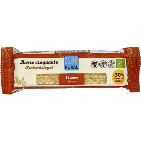 Sesam Riegel -30% Zucker von Pural | Bio, vegan, laktosef...