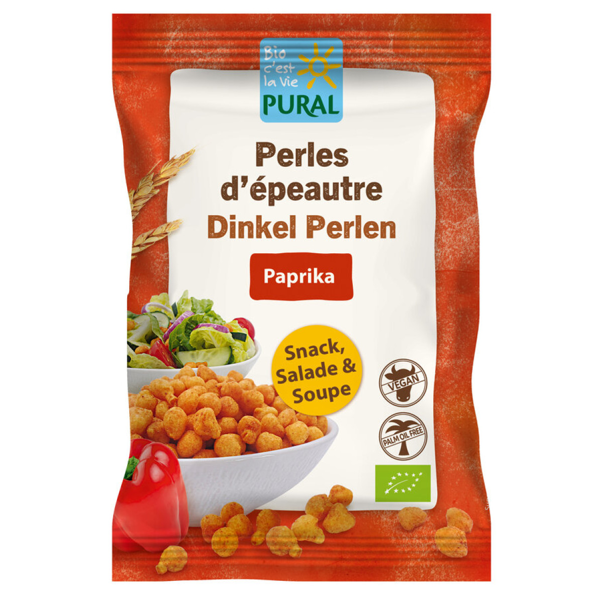 Paprika Dinkel Perlen von Pural | Bio, vegan | Salzige Sn...