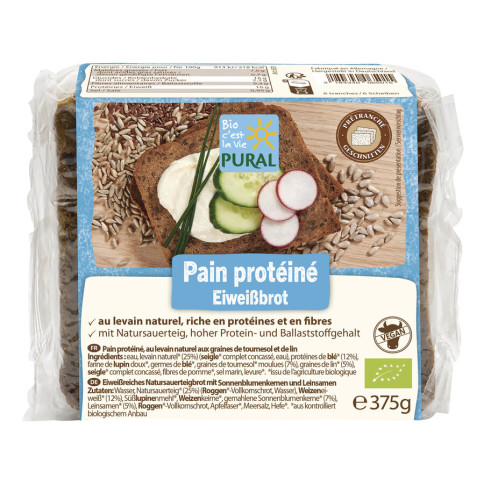 Eiweissbrot von Pural | Bio, vegan, laktosefrei | Knäckeb...