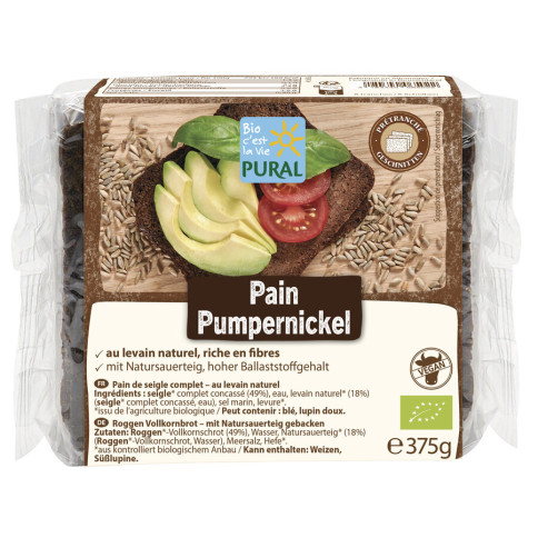 Pumpernickel Vollkornbrot von Pural | Bio, vegan, laktose...