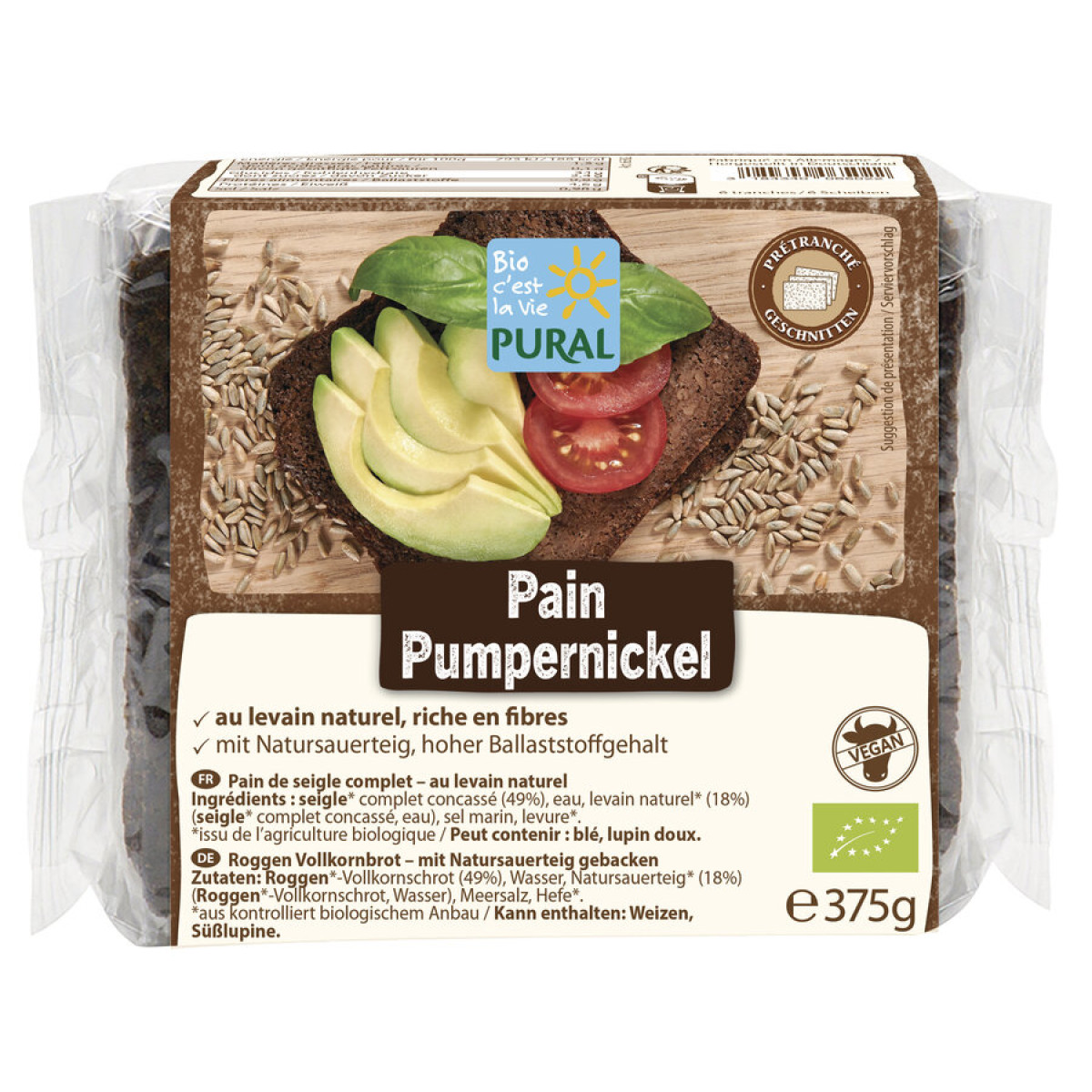 Pumpernickel Vollkornbrot von Pural | Bio, vegan, laktose...