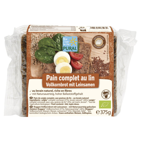 Vollkornbrot mit Leinsamen von Pural | Bio, vegan, laktos...