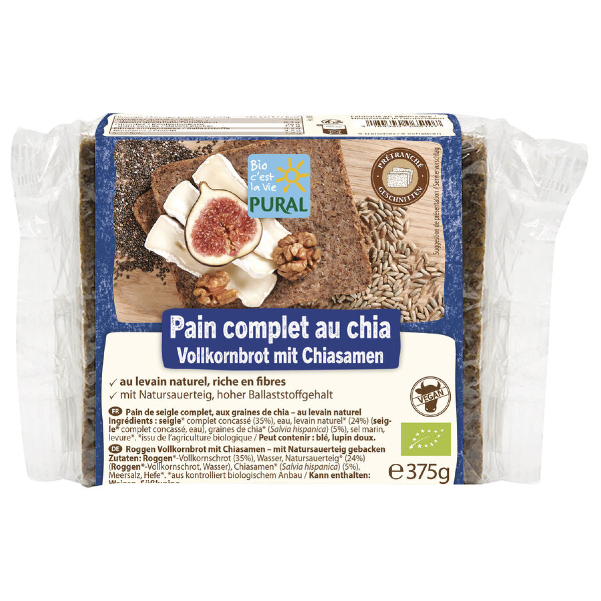 Vollkornbrot mit Chiasamen von Pural | Bio, vegan, laktos...