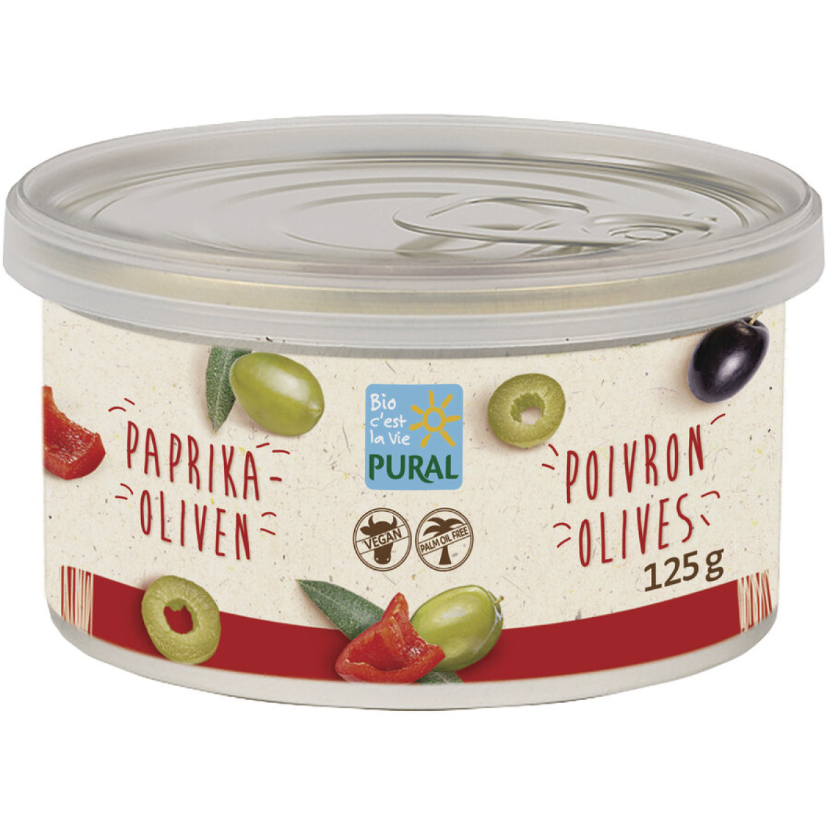 Aufstrich Paprika Oliven palmölfrei von Pural | Bio, vega...