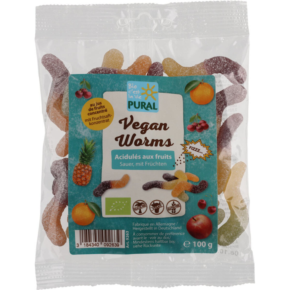 Vegan Worms sauer von Pural | Bio, vegan, laktosefrei | F...