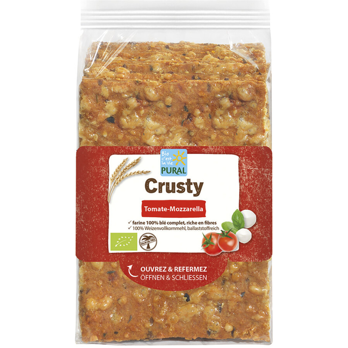 Crusty Tomate-Mozzarella Knäckebrot von Pural | Bio | Knä...