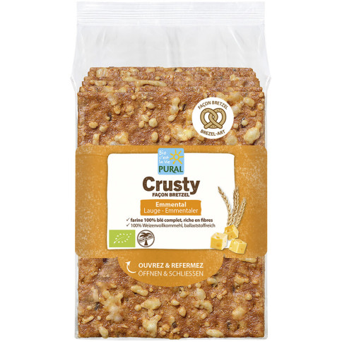 Crusty Lauge Emmentaler Knäckebrot von Pural | Bio | Knäc...