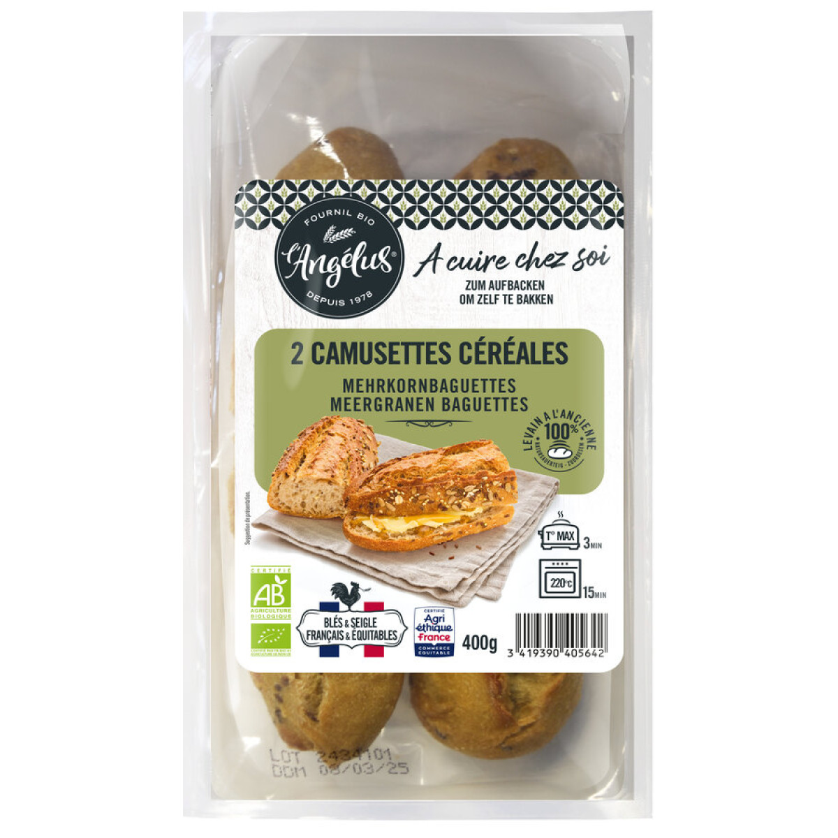Baguette Mehrkorn L'Angelus 2x200g von L'Angelus | Bio, v...