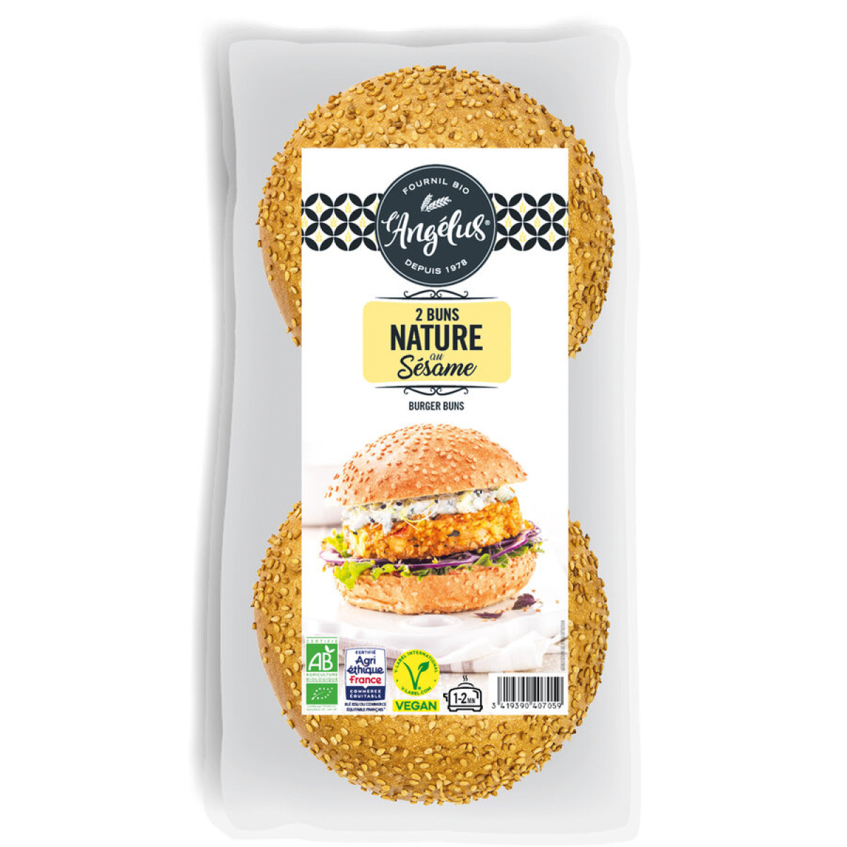 Hamburger-Buns 2x75g L'Angelus von L'Angelus | Bio, vegan...